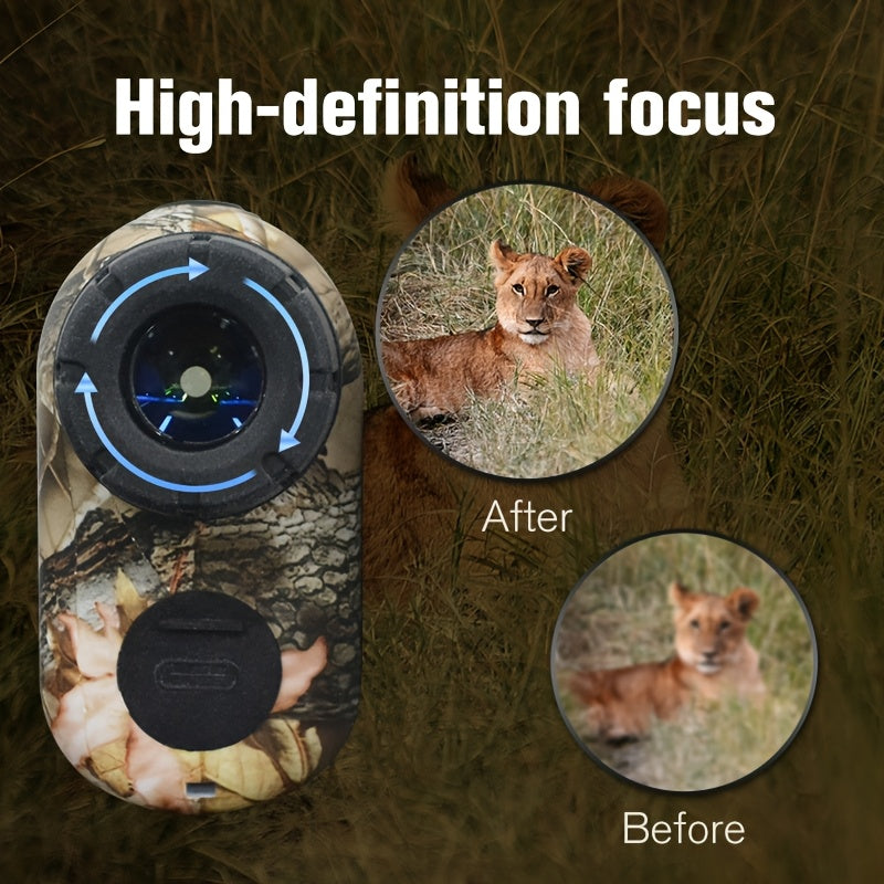 1200 Yard Laser Rangefinder 6X Camo Rechargeable – Golf & Hunting Range Finder with Flagpole Lock, Trajectory Compensation, Speed & Altitude Measurement