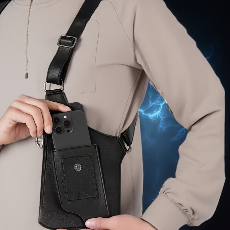 Men's Vintage Chest Bag Crossbody Pack with Phone Holder – Lightweight Outdoor Vest Bag for Cycling Hiking Running Fitness