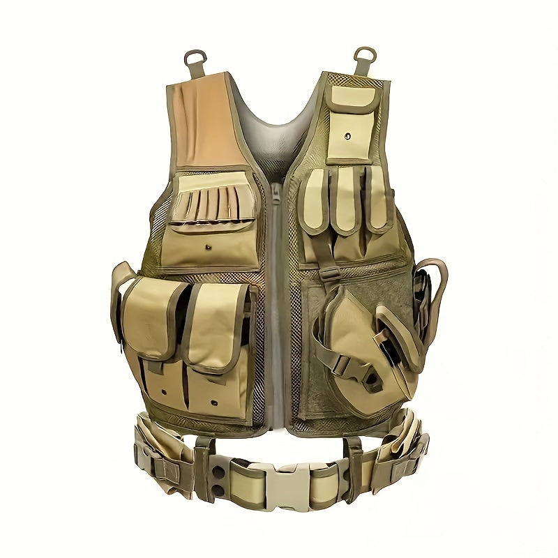 Quick Release Multi-Functional Breathable Outdoor Vest – Camping Hiking Fishing Training Black Khaki Military Green
