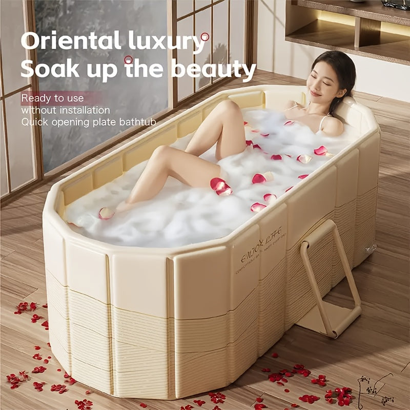 Portable Foldable Hot Tub 63 Inch No Installation Quick Setup Dual Drainage for Home Gym Spa Relaxation Indoor Outdoor Use