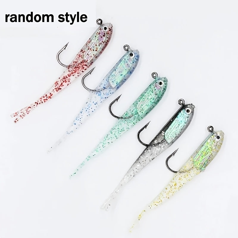 Soft Fishing Lures 30-Pack Pre-Rigged with Hooks – Mixed Bionic Swimbaits for Bass Trout Panfish Perch Crappie Freshwater Saltwater Lifelike Soft Plastic Artificial Bait Kit with Worms Grubs Paddle Tail Creature Baits