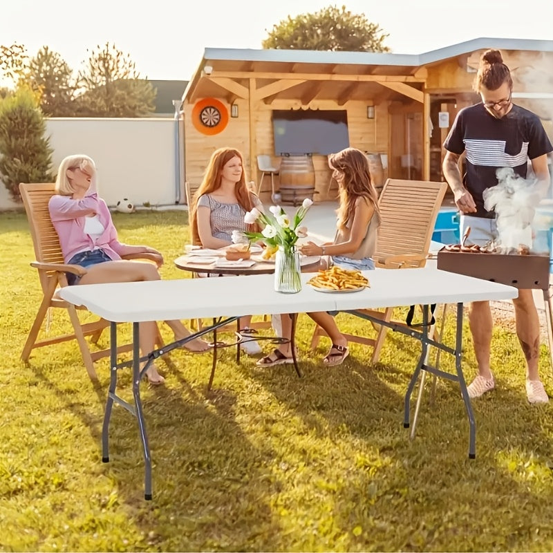 Folding Table 4ft & 6ft with Locking Mechanism – Heavy-Duty Lightweight Portable Outdoor Table for Camping, RV, Dining, Parties & Outdoor Events | White & Black