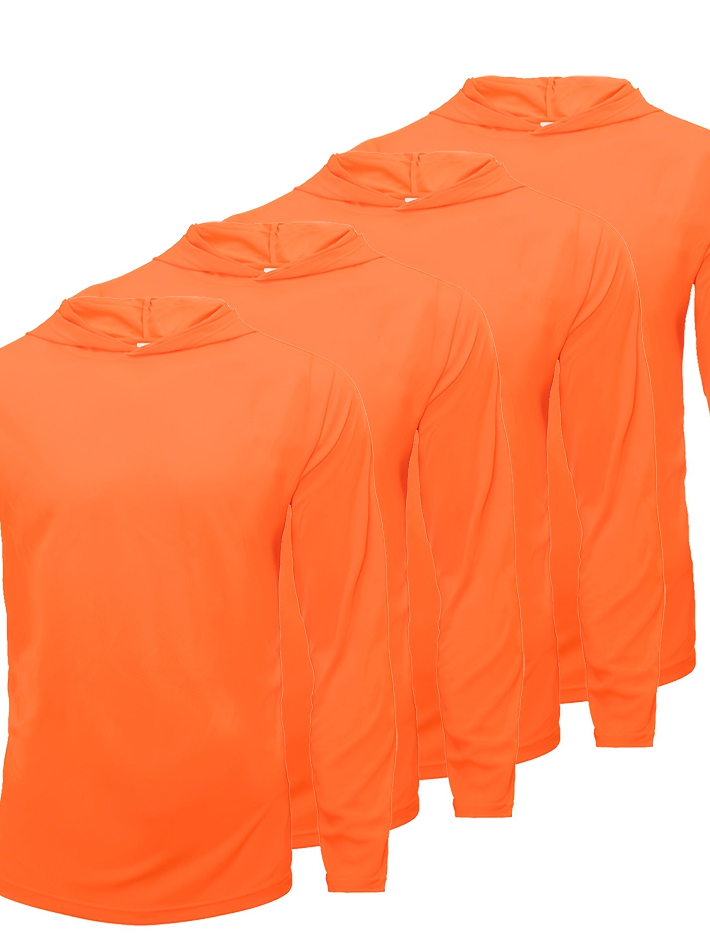 Men's Quick-Dry Pullover Hoodie Sports Top 4-Piece Set – Long Sleeve Hooded Athletic Shirt, Breathable Polyester Activewear for Running Gym Training, 10 Colors Sizes S-XXXL