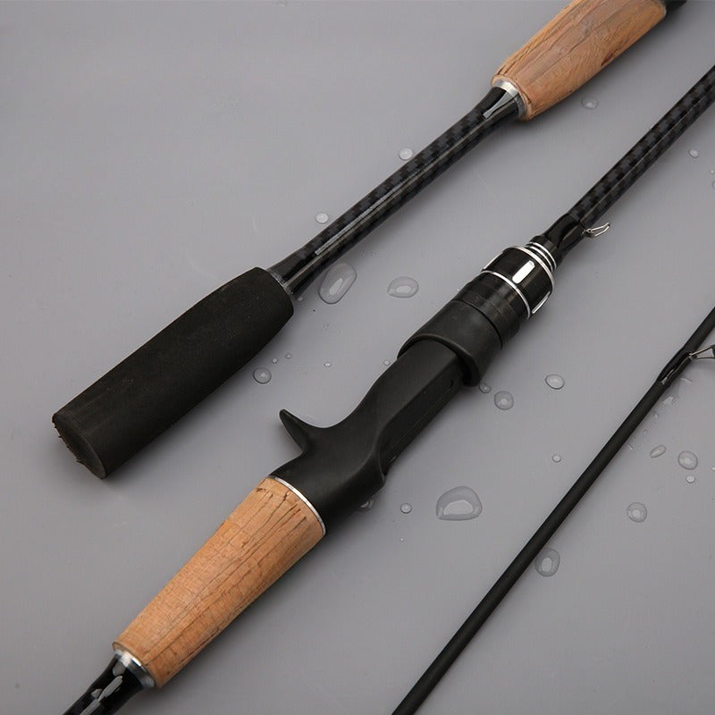 Carbon Fiber Lure Fishing Rod 180cm (70.86") – Lightweight M-Power Two-Section Spinning Rod with Wooden Handle, Universal Freshwater & Saltwater Casting Rod for Bass Trout
