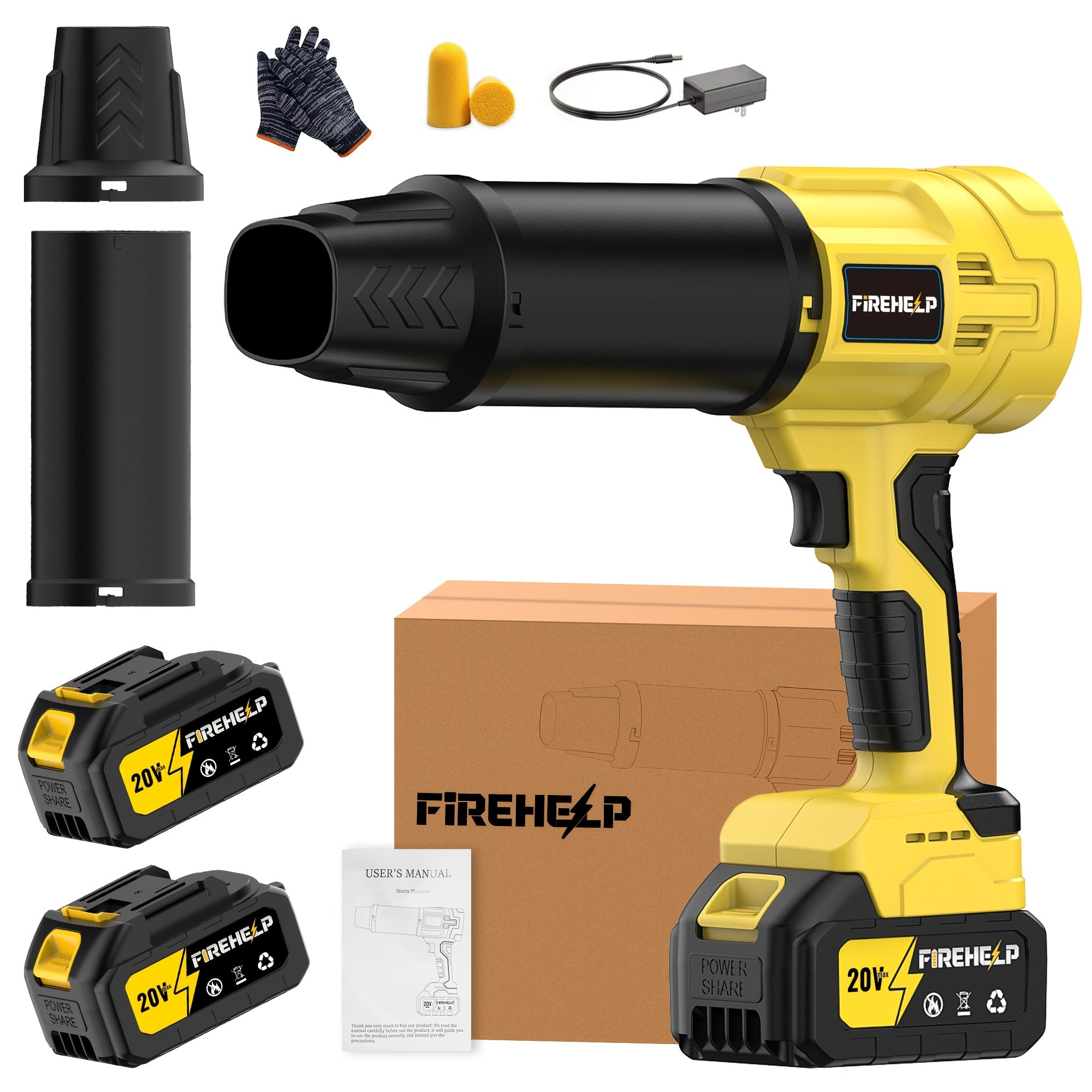 Cordless Leaf Blower 20V 50000RPM – Turbo Air Blower for Leaf Blowing, Snow Removal, Car Drying & Dust Cleaning, Rechargeable Lithium Battery, Lightweight Handheld Outdoor Tool
