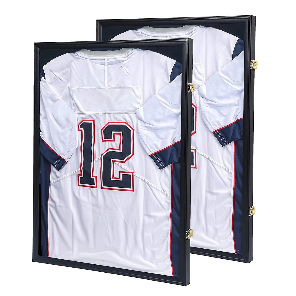 Jersey Display Frame Case Lockable Shadow Box UV Protection Matte Black – Baseball Basketball Football Soccer Hockey Sports Shirt Memorabilia