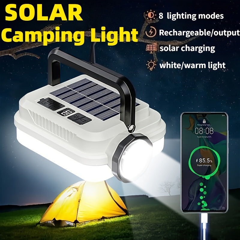 Solar Rechargeable Flashlight Ultra Bright – 3600mAh Lithium Battery, 8 Lighting Modes, Hidden Hook, Portable Camping Flashlight for Camping, Climbing, Fishing & Emergency, Great Gift for Men