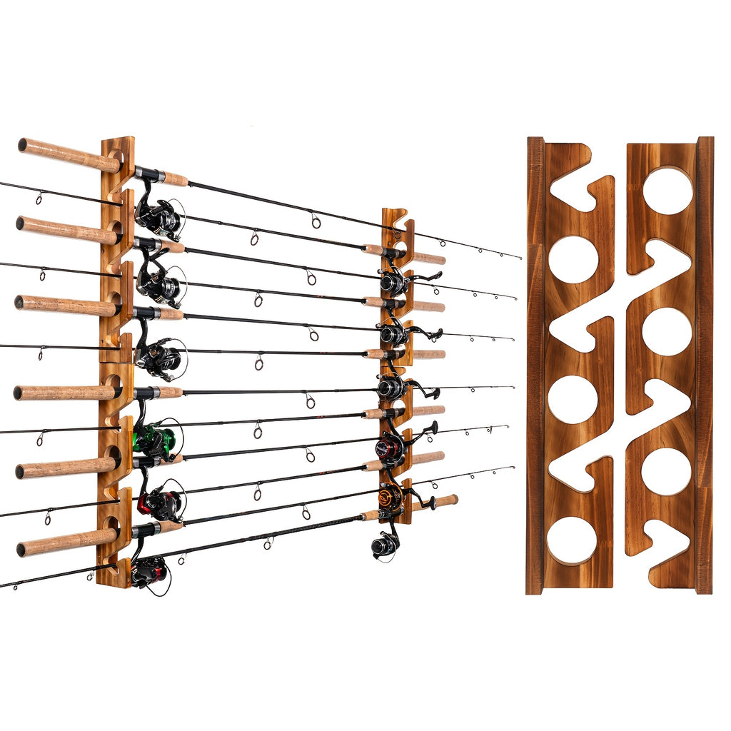 Fishing Rod Rack Wall or Ceiling Mounted Fishing Pole Holder Garage Storage Organizer Holds 6 to 24 Rods Space Saving Fishing Gear Organizer