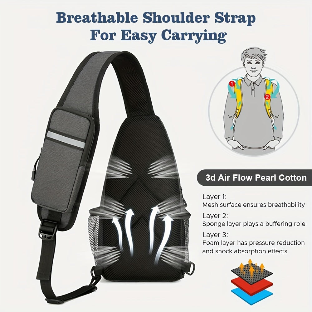 Crossbody Sling Bag for Men Women Large Capacity – Single Shoulder Travel Bag Multi-Purpose Outdoor Hiking Commuter Everyday Carry EDC Bag Secure Zipper Closure Unisex 14 Colors
