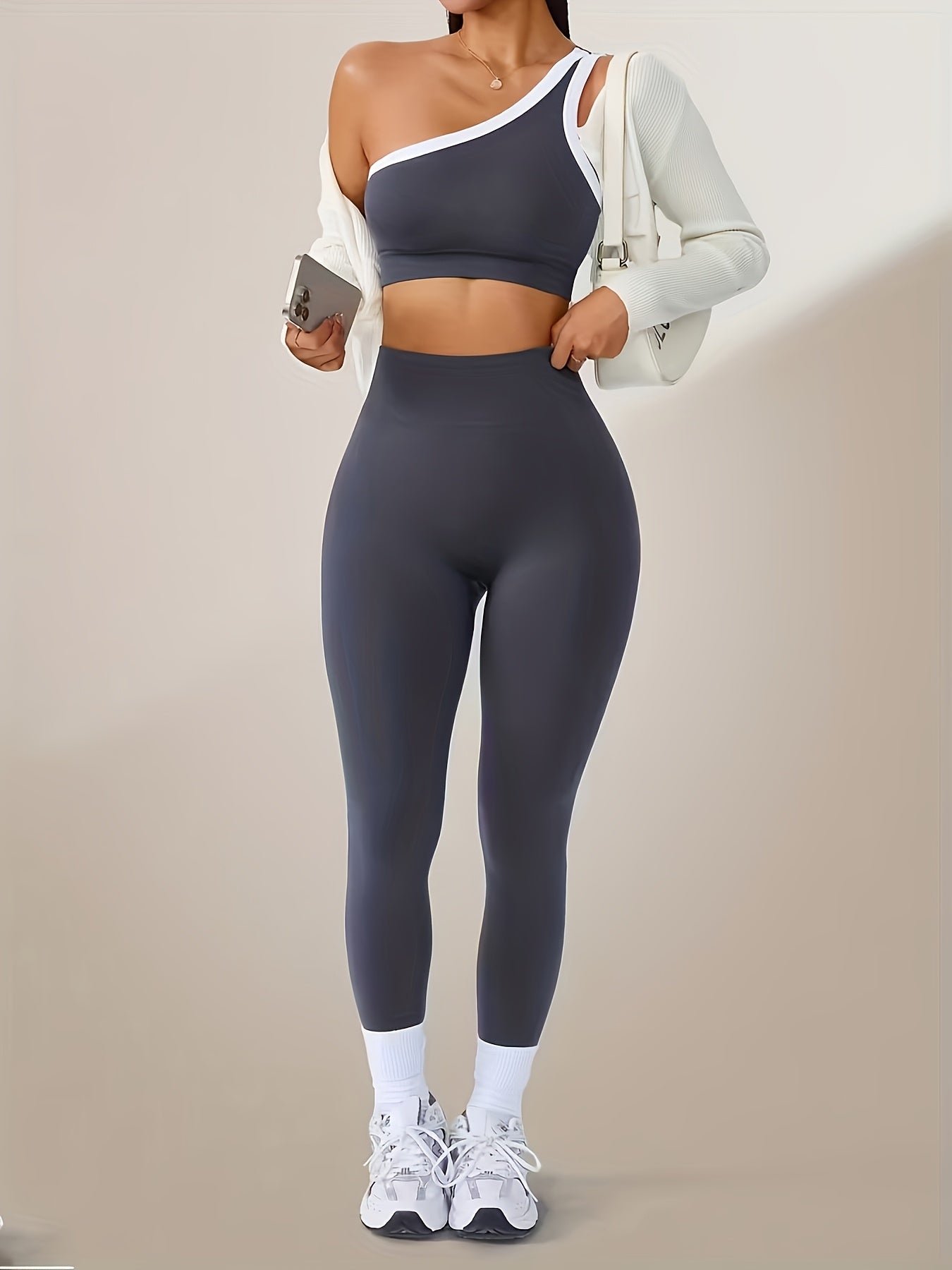 High-Waisted Butt-Lifting Leggings & Sports Bra Set for Women 2-Piece Stretchy Yoga Workout Outfit Solid Color Running Activewear with Camisole Top XS-XL