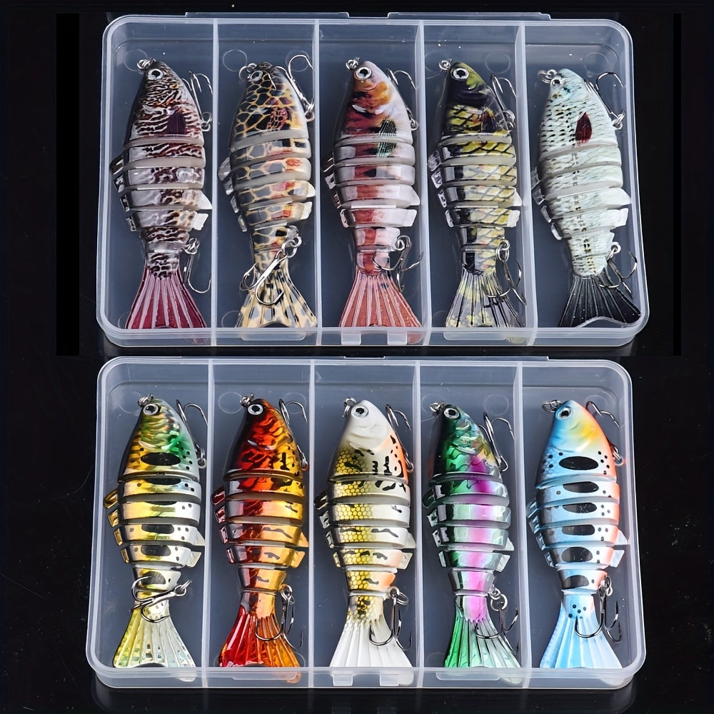 Swimbait Fishing Lures Set 5 Pack – Multi-Jointed Lifelike Hard Bait for Bass, Trout, Pike & Walleye, Freshwater & Saltwater, Treble Hooks Included, Tackle Kit for All Skill Levels