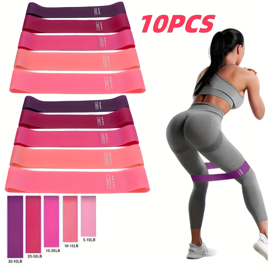 Resistance Band Set for Women 10pcs Heavy Duty TPE Loop Bands for Yoga Pilates Gym Fitness Full Body Workout Deep Squat Exercise Training with Storage Bag