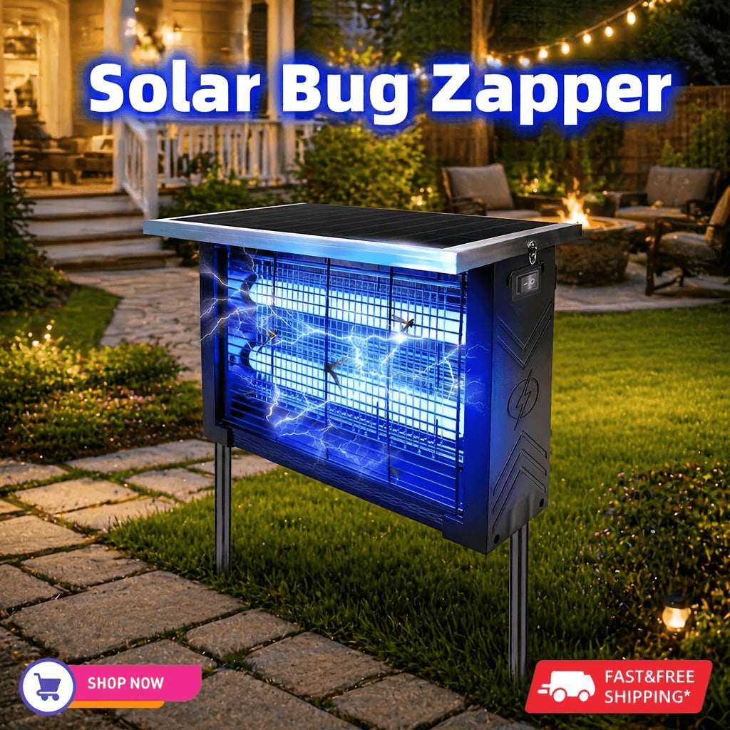 Solar Powered Bug Zapper Outdoor 4500V Electric Insect Killer - Wireless Portable Mosquito Trap Fly Killer Moth Zapper for Home Patio Backyard Camping