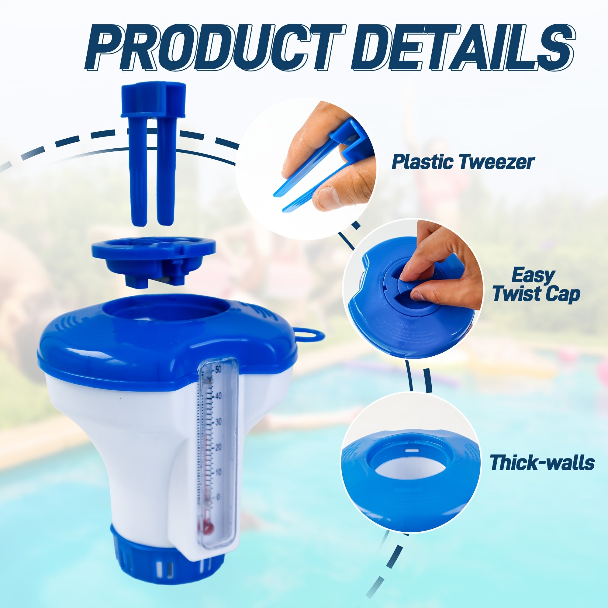 Floating Chlorine Dispenser Pool Chlorine Tablet Floater Adjustable Flow Vents for Above Ground In-Ground Pools Hot Tub Spa 1-Inch Tablets