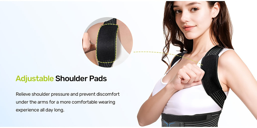 Adjustable Posture Corrector Vest – Shoulder Straightening Brace with Padded Cushions & Soft Underarm Bands, Unisex Back Support for Daily Wear, Sizes S-XL