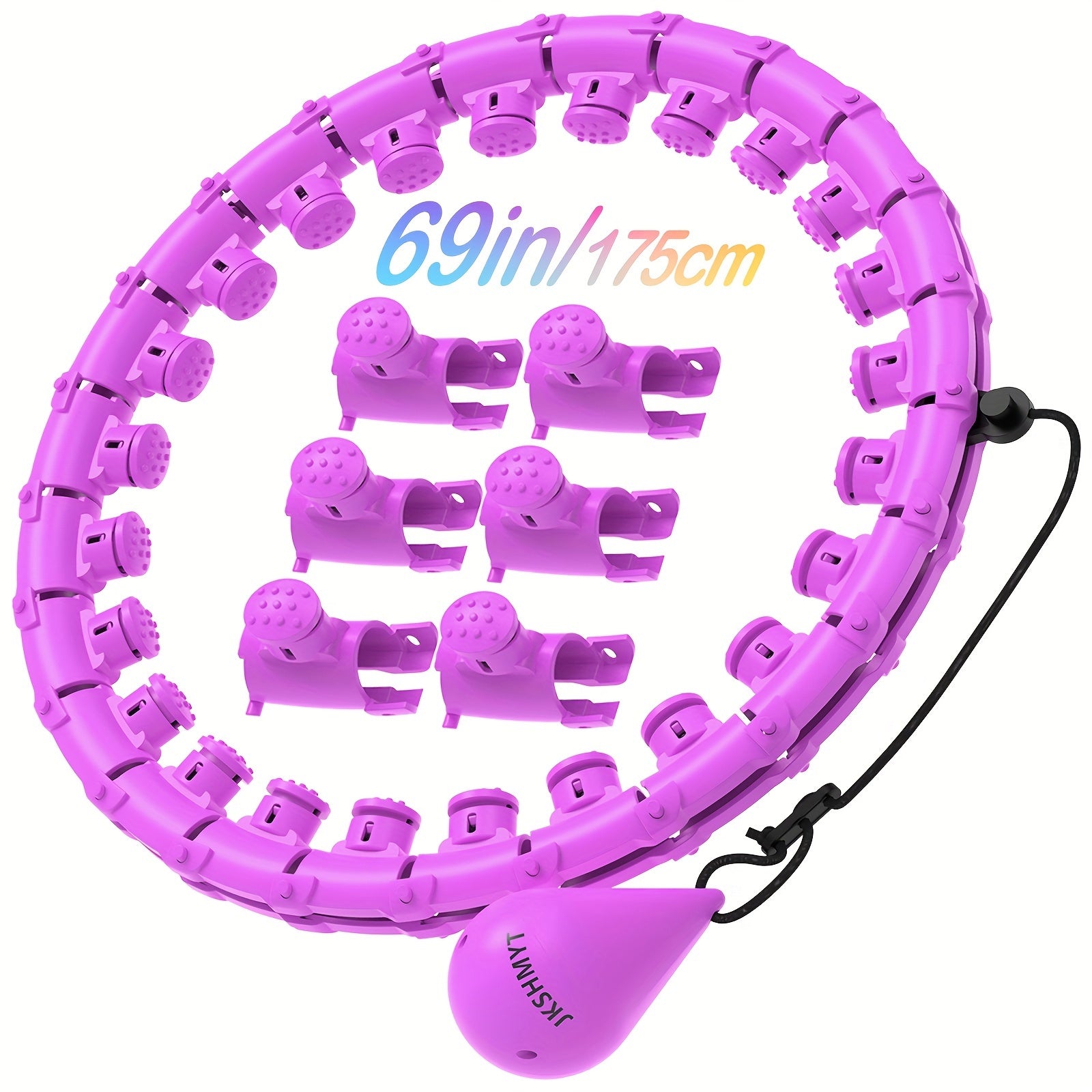 Weighted Smart Hula Hoop for Adults & Beginners – 69 Inch / 175cm, 30 Detachable Knots, Plus Size Exercise Circle for Weight Loss & Core Workout