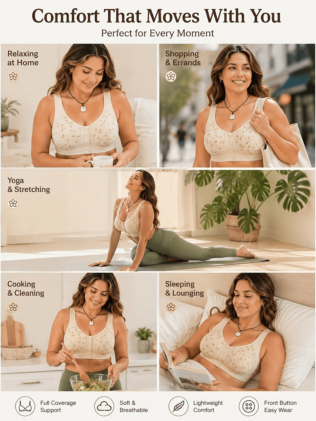 7-Pack Seamless Wireless Bra Set for Women – Front Button Soft No Underwire Breathable Bras for Daily Yoga Travel Mixed Color Green Mixed S-XXL