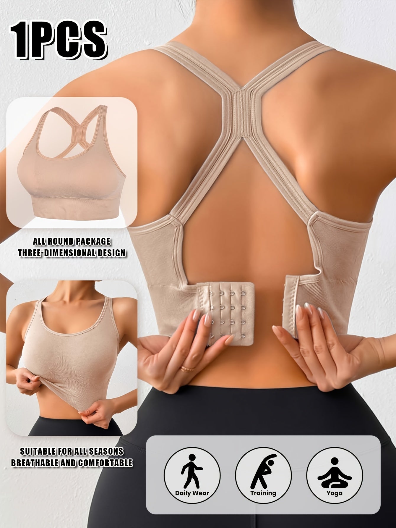 Women's Posture Corrector Racerback Sports Bra – Wireless Push Up Back Support Bra, Breathable Seamless Activewear for Yoga, Gym & Daily Wear M-XXL