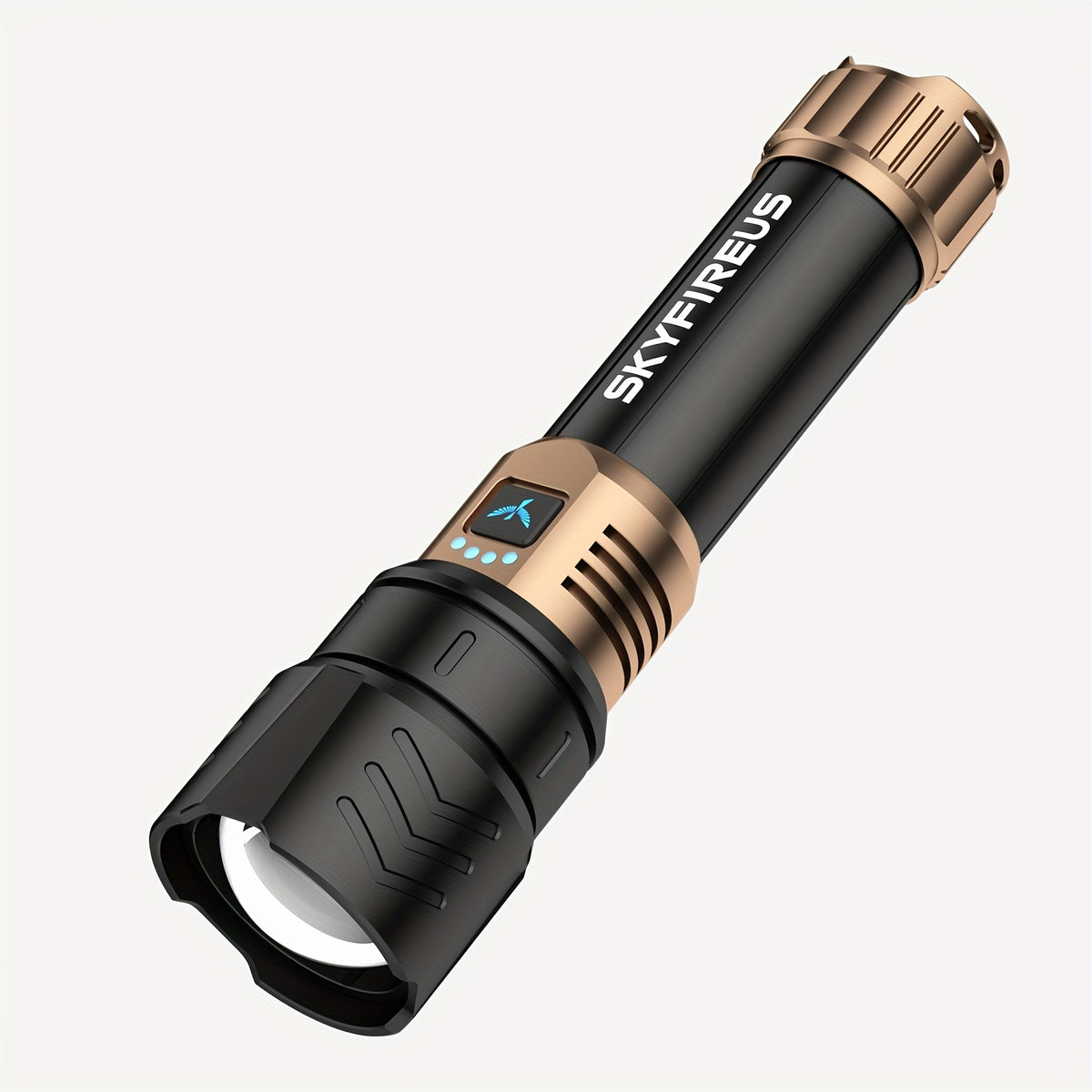 LED Flashlight 5000+ Lumen Super Bright Rechargeable with Ignition Lens Adjustable Focus 4 Modes for Camping Outdoor Farm Emergency Family Use