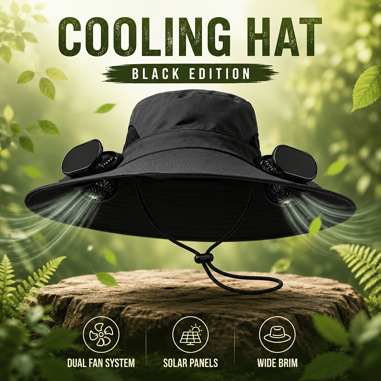 Solar Fan Hat with Built-In Cooling Fans – Breathable Wide Brim Sun Hat for Men & Women, Adjustable Speed for Hiking, Fishing, Gardening & Outdoor Summer Activities