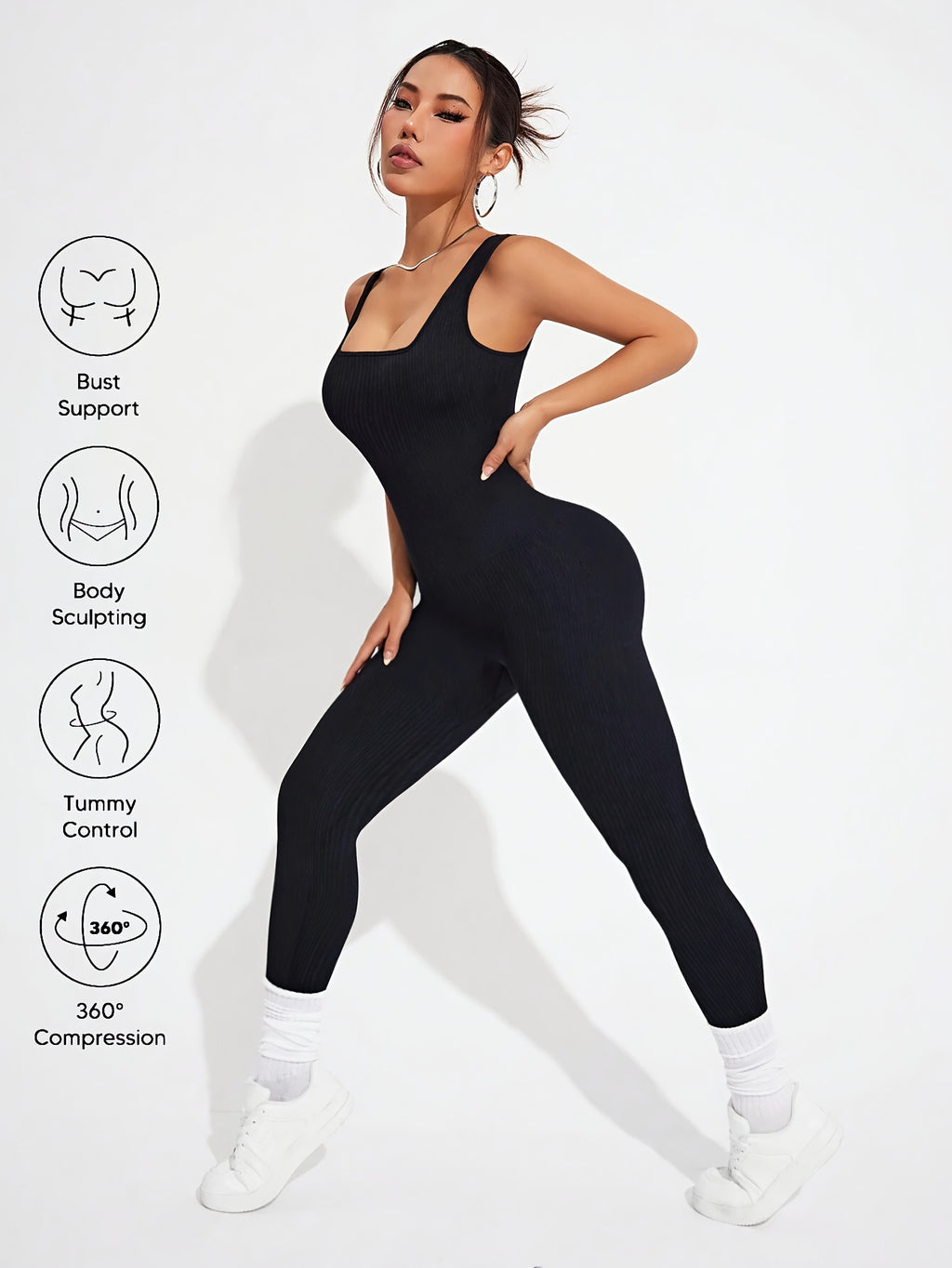 Women's Sleeveless Jumpsuit Yoga Pilates Running Fitness Activewear – 90% Nylon Stretch Fabric, Square Collar, S-XL, Multiple Colors