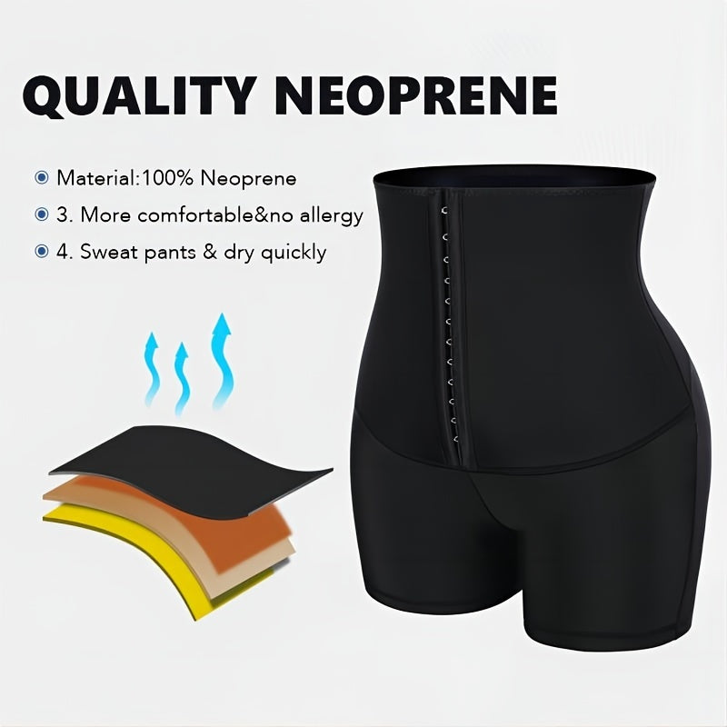 Sauna Shorts Women High Waist – Compression Heat Sweat Shaping Shorts, Slim Fit Button-Up Three-Quarter Thigh Pants for Workout & Exercise | S–XXL