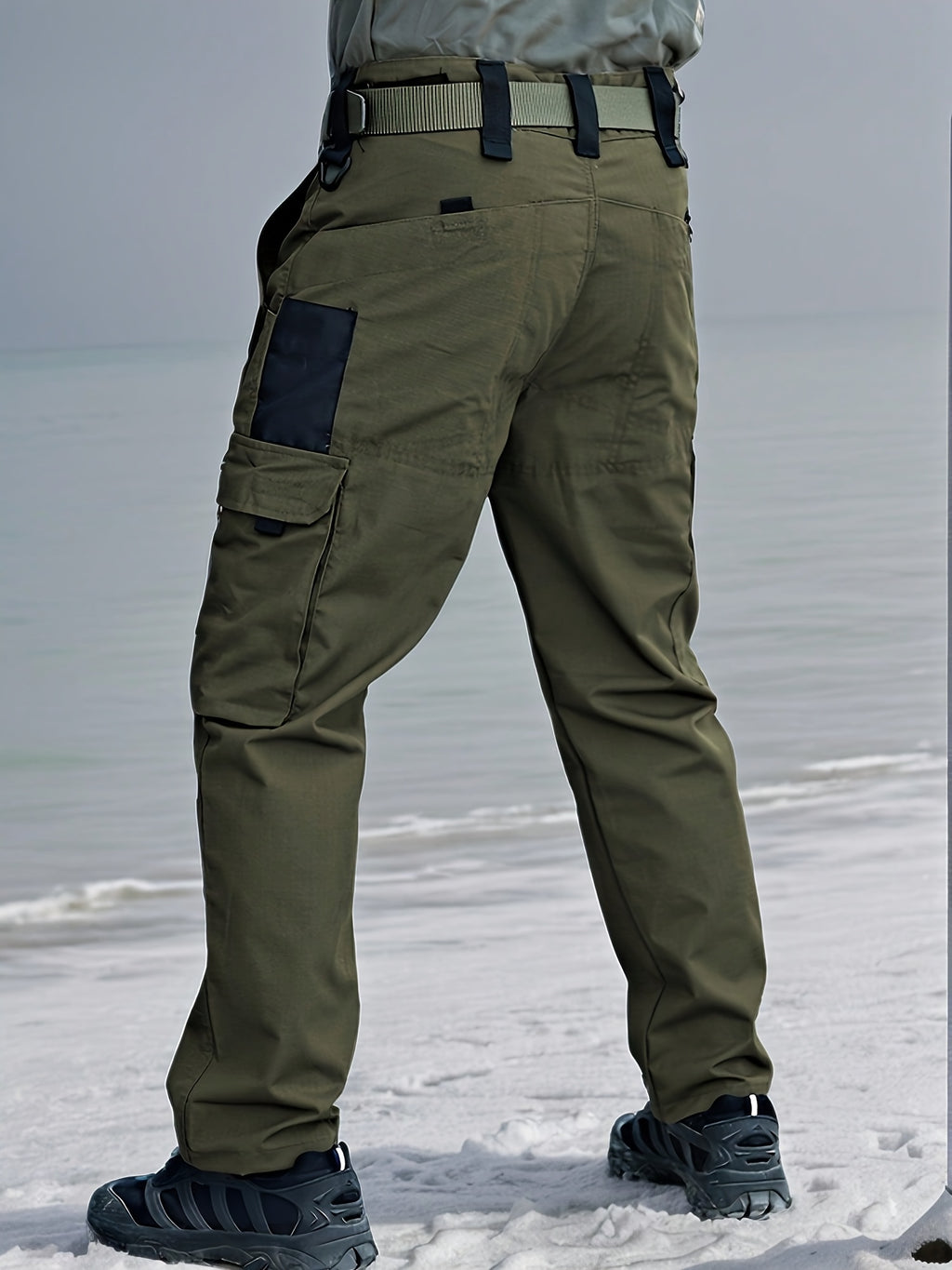 Men's Tactical Cargo Pants Lightweight – Quick Dry Breathable Polyester, Multiple Pockets, Relaxed Fit, Belt Included, All Season Hiking & Outdoor Work Pants, Sizes M–XXXL