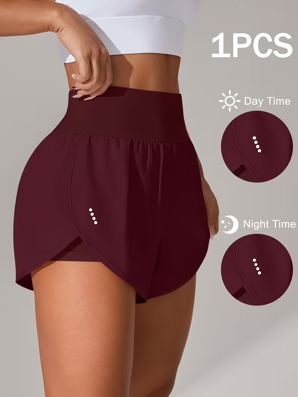 Women's Yoga Shorts Quick-Dry High-Stretch Tummy Control 2-in-1 Athletic Shorts – Anti-See-Through Seamless Moisture-Wicking for Gym Fitness Running Beach White Black Deep Red XS-XL