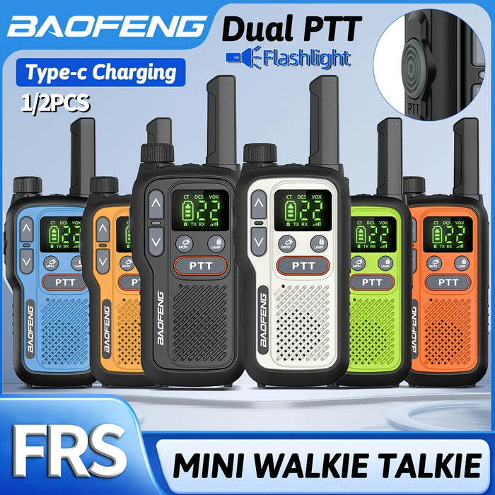 Long Range Walkie Talkies for Adults BF-T18 FRS Two Way Radio Rechargeable 1500mAh USB-C NOAA VOX LED Flashlight Hiking Camping