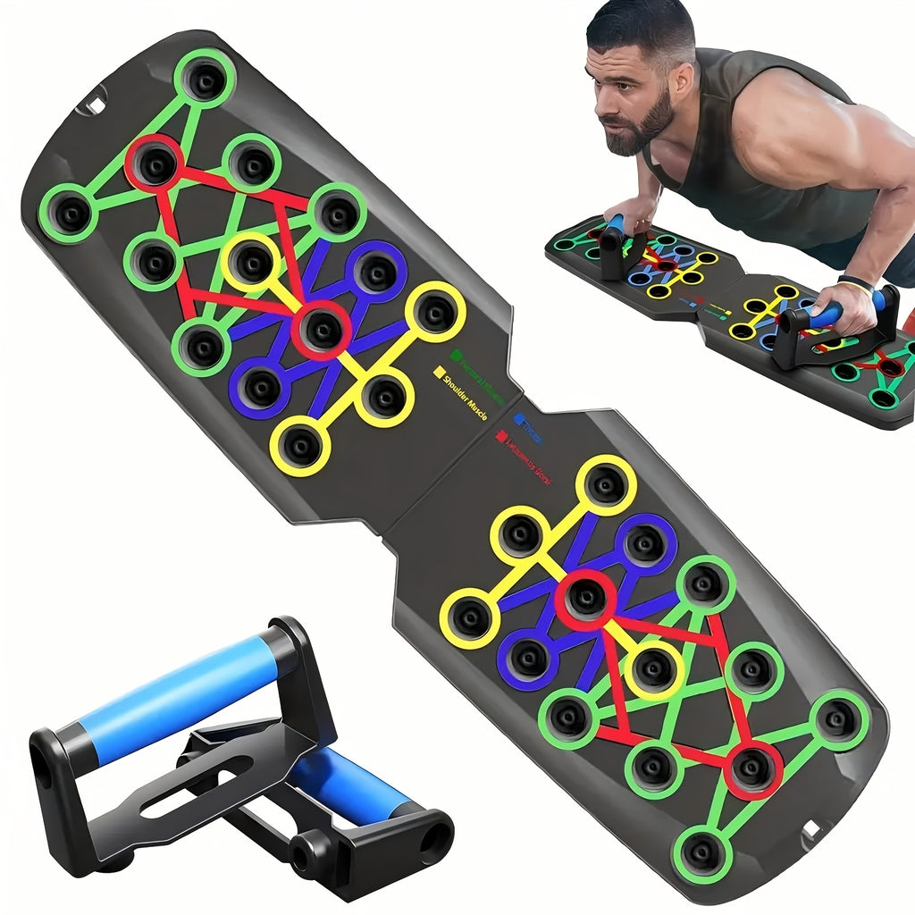 Push Up Board Multifunctional – Color-Coded Home Gym Workout Board for Chest, Triceps, Shoulders & Back Strength Training with Optional Pull Ropes