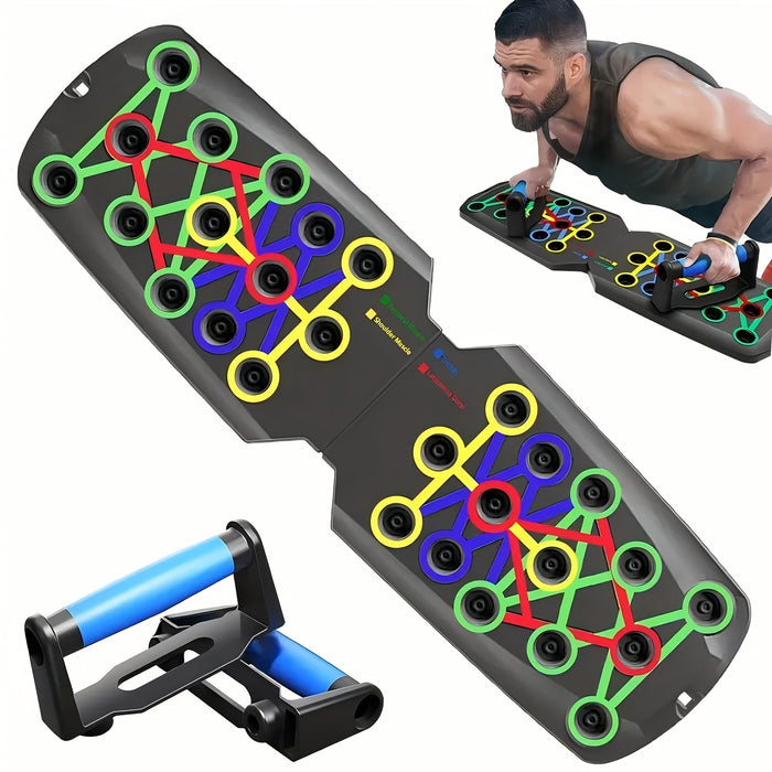 Push Up Board Multifunctional – Color-Coded Home Gym Workout Board for Chest, Triceps, Shoulders & Back Strength Training with Optional Pull Ropes