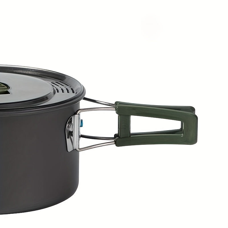 Camping Cookware Set Aluminum Alloy Folding Portable Cooking Kit for 2-3 People with Kettle Stackable Foldable Pots Pans for Outdoor Camping Hiking Backpacking Picnic