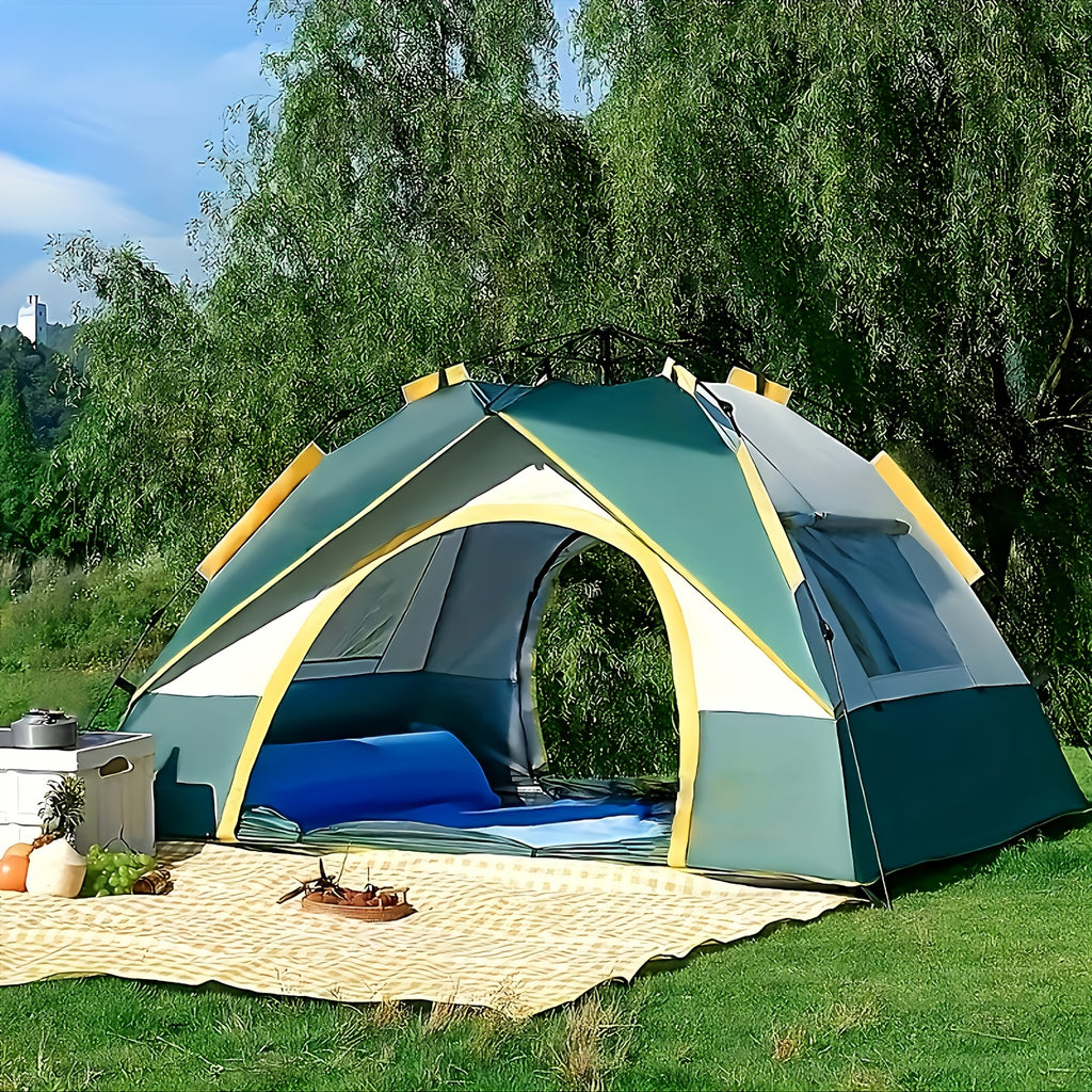 Pop Up Camping Tent 4 Person Automatic Instant Setup UV Protection Insect Net Sunshade Waterproof Family Tent for Beach Park Outdoor Camping Hiking Adventures