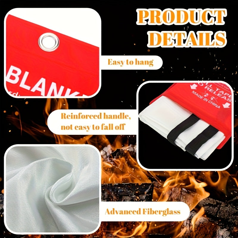 Fire Blanket 4 Pack Emergency Fiberglass Flame Resistant Blanket for Home Kitchen Camping Hiking Heat Resistant Compact Fire Safety Equipment