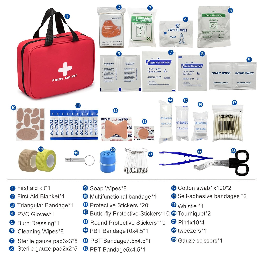 338-Piece First Aid Kit Waterproof Compact Trauma Medical Kit for Home Car Camping Hiking Travel Office Outdoor Emergency