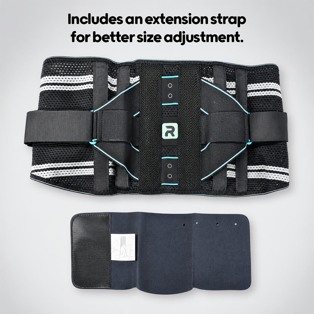 Lumbar Support Back Brace with Massage Pad – Breathable Lower Back Support Belt for Men & Women, Adjustable Strap with Extension, Sizes S-XXL, Orange & Blue
