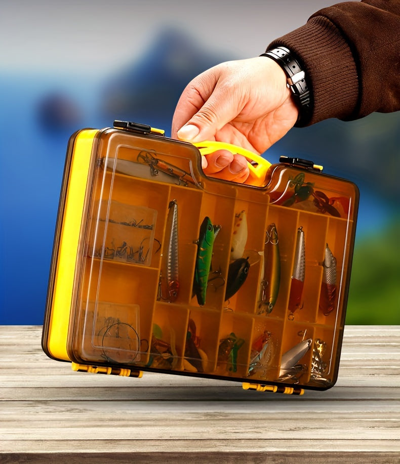 Fishing Tackle Box Two-Sided Storage Portable - Multi-Functional Lure Organizer for Bass Trout Freshwater Saltwater Fishing, Large & Extra Large Sizes, Orange Red Yellow Blue Black White