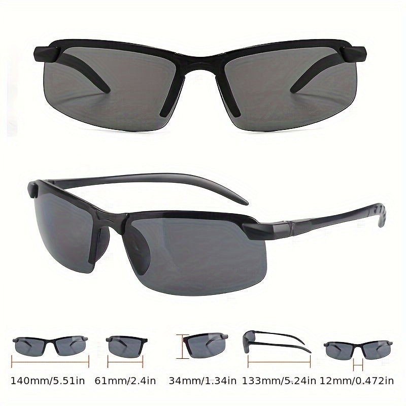 Day & Night Driving Glasses Set – UV400 Anti-Glare Half Frame Sunglasses for Safe Driving, Racing & Outdoor Use | Improves Visibility in Daytime & Nighttime Conditions