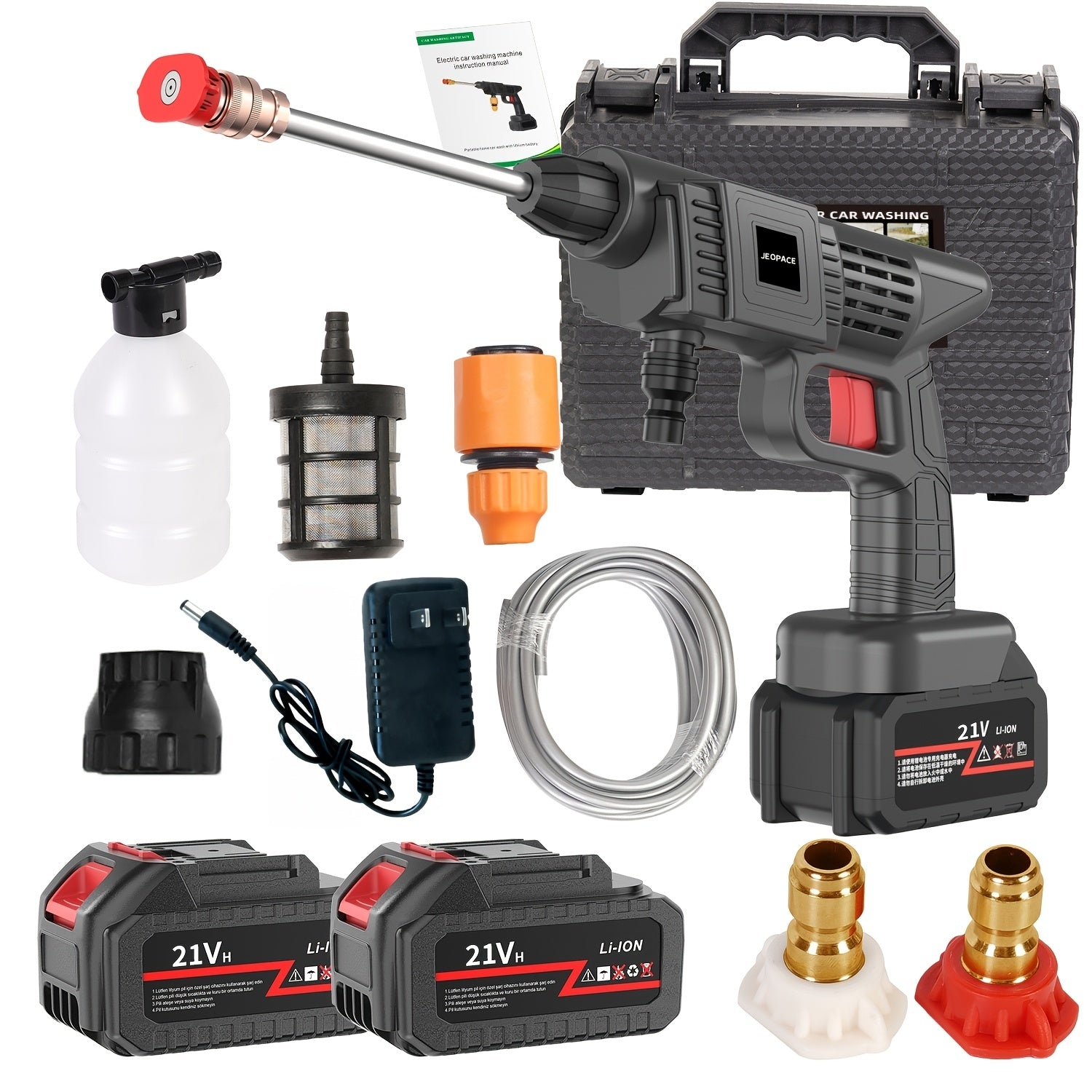 Cordless High Pressure Car Wash Gun - Portable Rechargeable Lithium Battery Foam Spray Washer with Adjustable Nozzle, Car Washing Garden Cleaning Tool, Multiple Bundle Options