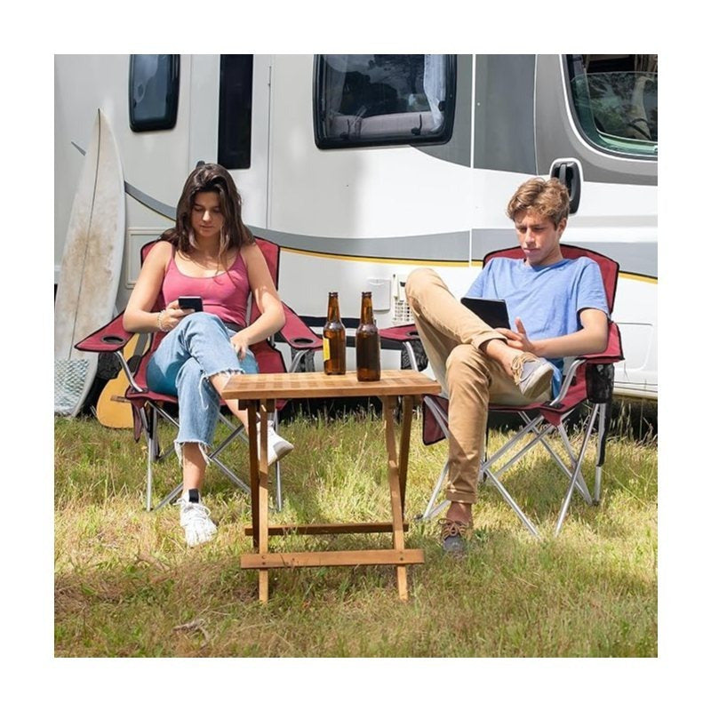 Folding Camping Chair with Canopy Sunshade Portable Beach Chair – 225 lbs Support Wide Seat Cup Holder Carrying Bag for Outdoor Lawn