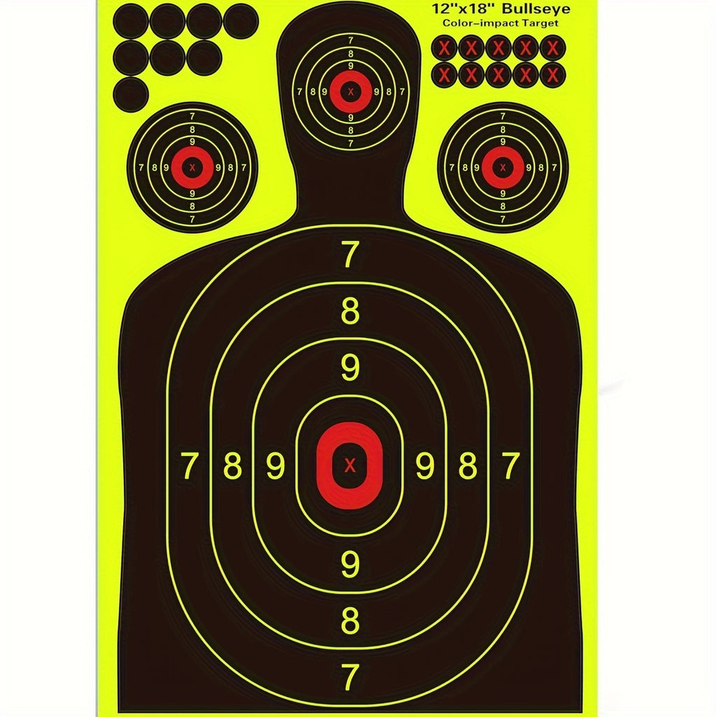 Splatter Targets 12x18 Inch Silhouette Shooting Targets Fluorescent Yellow Self-Adhesive for BB Guns Airguns Rifles Pistols Indoor Outdoor Range Practice 10 20 50 100 Pack