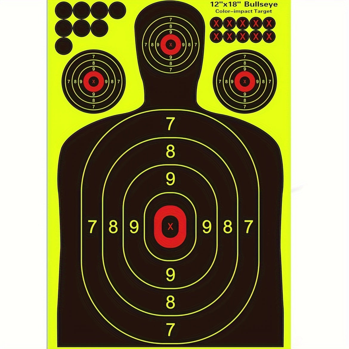 Splatter Targets 12x18 Inch Silhouette Shooting Targets Fluorescent Yellow Self-Adhesive for BB Guns Airguns Rifles Pistols Indoor Outdoor Range Practice 10 20 50 100 Pack