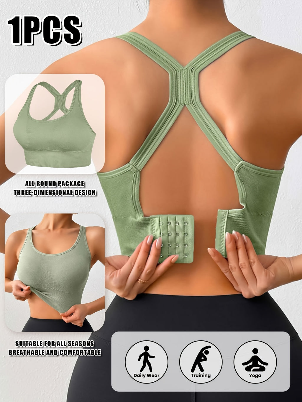 Women's Posture Corrector Racerback Sports Bra – Wireless Push Up Back Support Bra, Breathable Seamless Activewear for Yoga, Gym & Daily Wear M-XXL