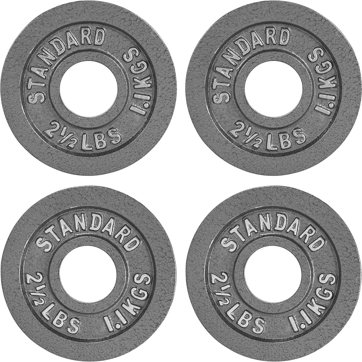 CAPHAUS 2-Inch Solid Cast Iron Weight Plates for Strength Training Weightlifting Bodybuilding Powerlifting - Grey Baked Enamel Barbell Plates 2.5LB 5LB 10LB 25LB 35LB 45LB 100LB Single & Sets