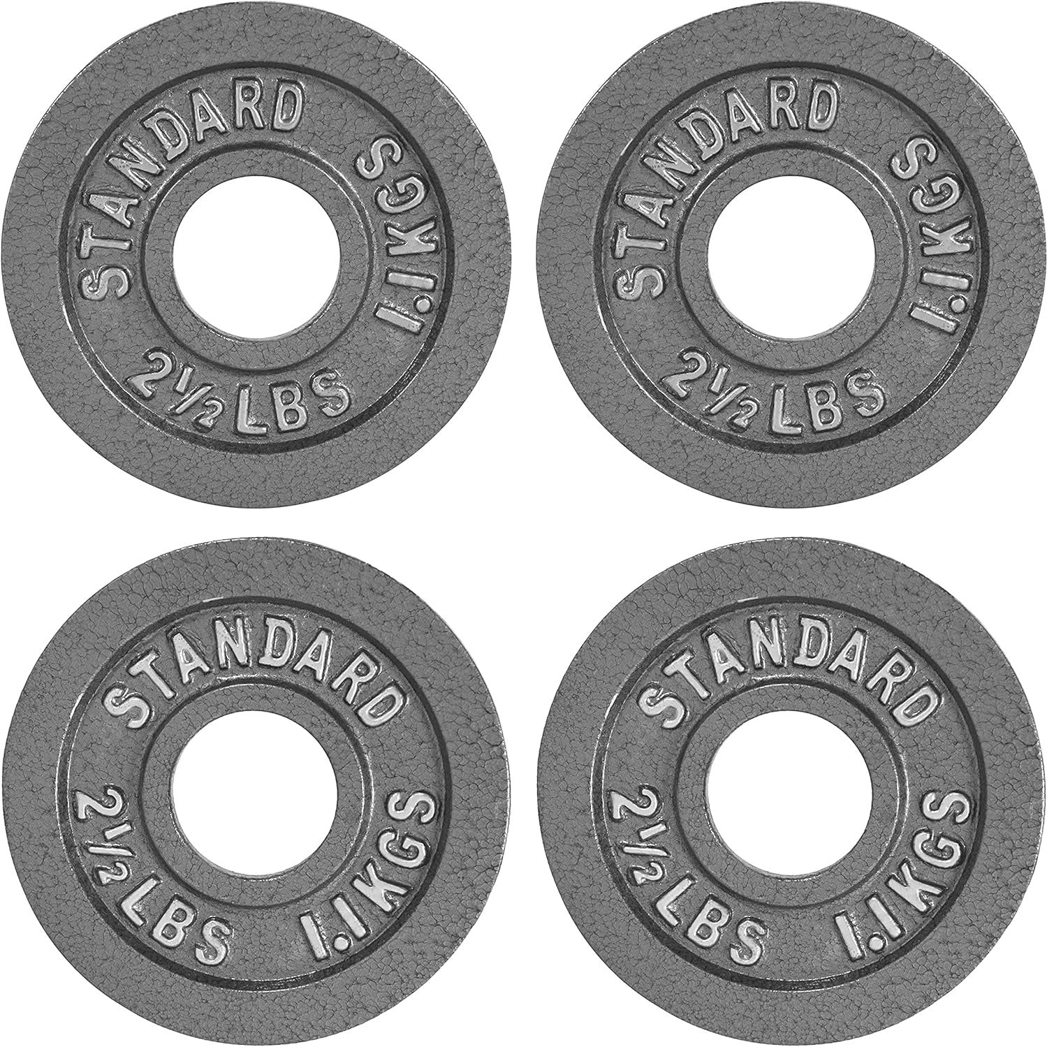 CAPHAUS 2-Inch Solid Cast Iron Weight Plates for Strength Training Weightlifting Bodybuilding Powerlifting - Grey Baked Enamel Barbell Plates 2.5LB 5LB 10LB 25LB 35LB 45LB 100LB Single & Sets