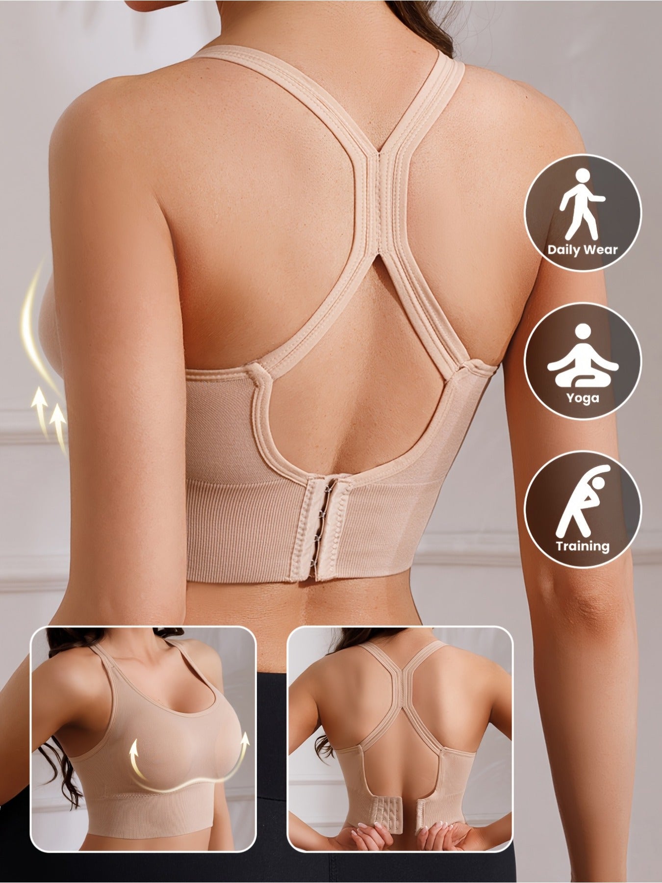 Women's X-Back Sports Bra 5-Pack – Wire-Free High Support Workout Bra with Removable Pads, Breathable Polyamide Fabric, Adjustable Straps for Yoga, Gym & Outdoor Activities, 10 Colors