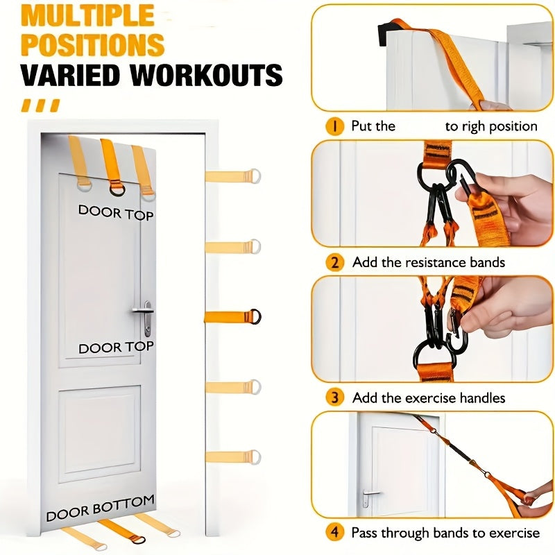 Resistance Bands Set 5-Piece 225lbs Heavy Duty Latex with Door Anchor Handle – Lat Pulldown Face Pull Bicep Curl Tricep Pushdown Shoulder Press Seated Row Home Gym Cable Machine Alternative for Men Women Black Blue Yellow