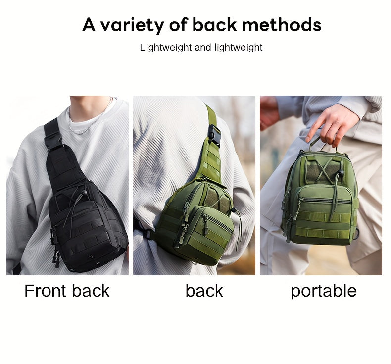 Men's Sling Bag Lightweight Crossbody Chest Pack, Multi-Pocket Shoulder Bag with Adjustable Strap for Cycling Hiking Travel EDC, Compact Outdoor Daypack for Men