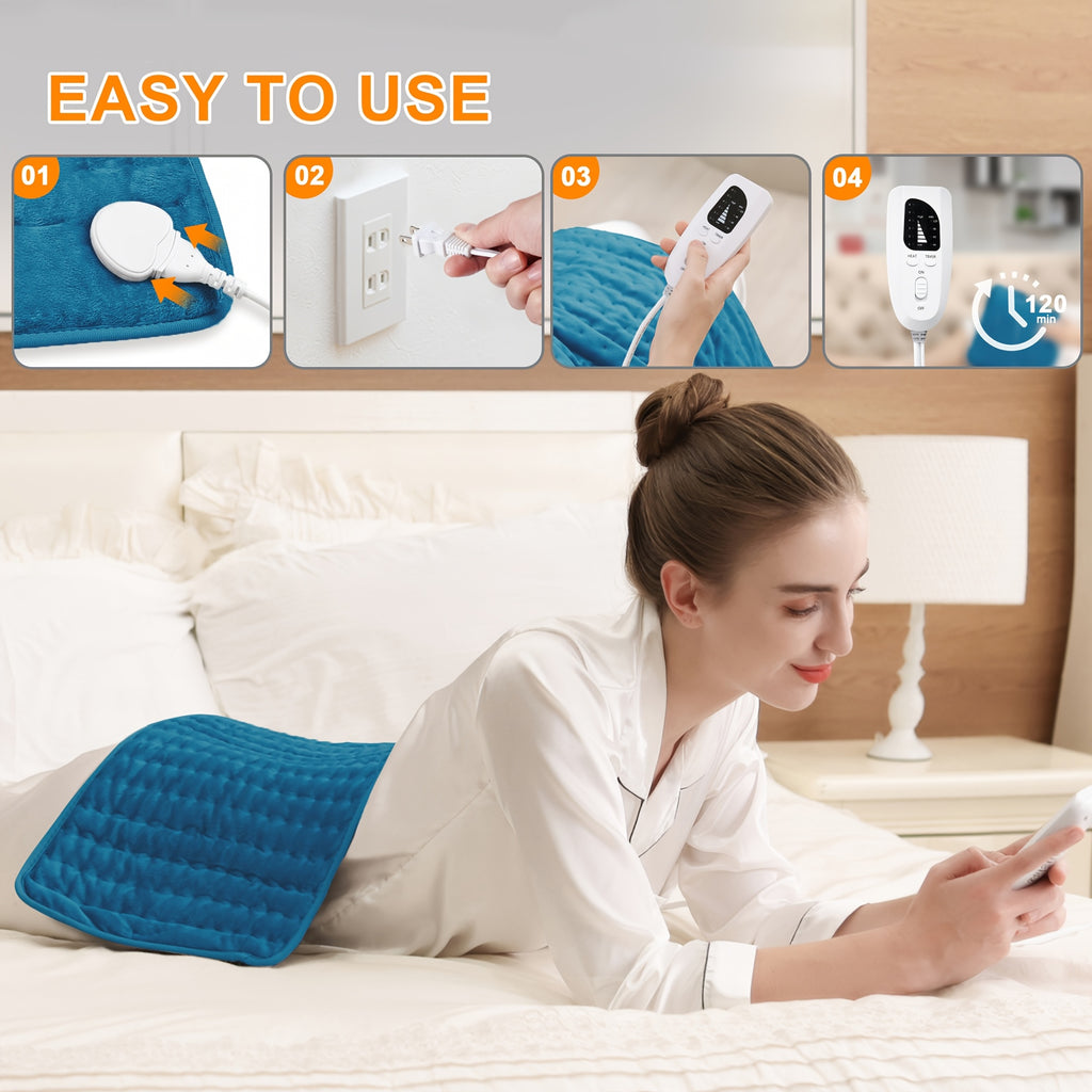Heating Pad for Back Neck Shoulders 24x12 – Wet & Dry Heat, 6 Levels to 140°F, 4 Timer Settings, Auto Shut-Off, Machine Washable | Soft Flannel Pad for Abdomen, Knee & Leg Pain Relief, Christmas Gift