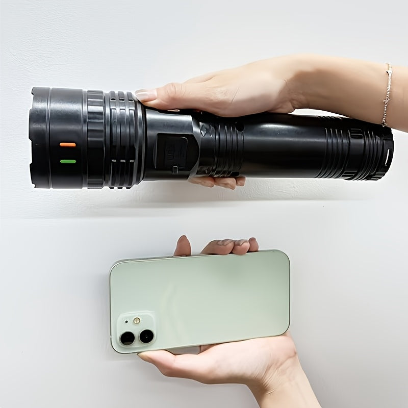 Tactical LED Flashlight 1500 Lumens Adjustable Zoom 200M Beam 4 Modes – Bright Handheld Torch for Camping, Hunting, Hiking, Farm Inspection & Emergency